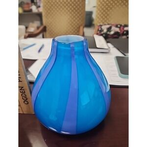 Pier One Blown Glass Purple And Blue 7" Vase